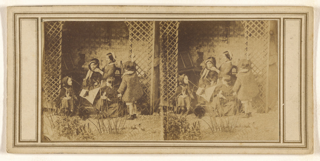 Unknown:[Mother attending a child, other children looking on, Poster Print Wall Art