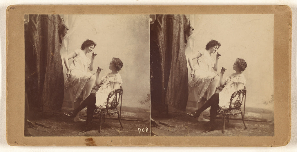 Unknown:[Genre: two women smoking pipes, one seated, the oth, Poster Print Wall Art