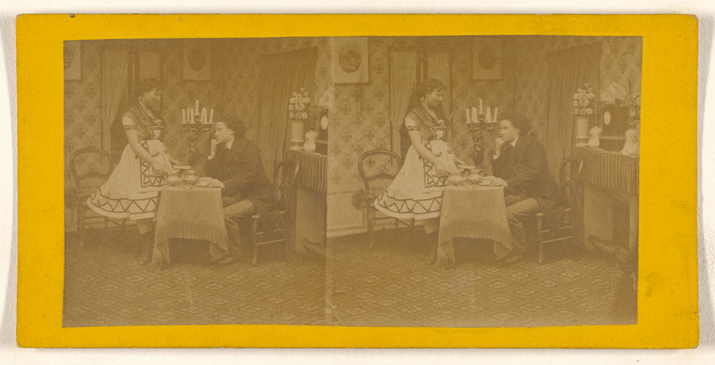 Unknown:[Genre: man being served by woman servant; a false s, Poster Print Wall Art