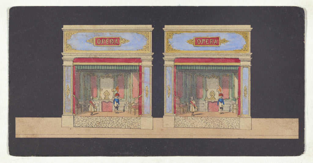 Unknown maker, French:Two Figures on an Imaginary Stage, Poster Print Wall Art