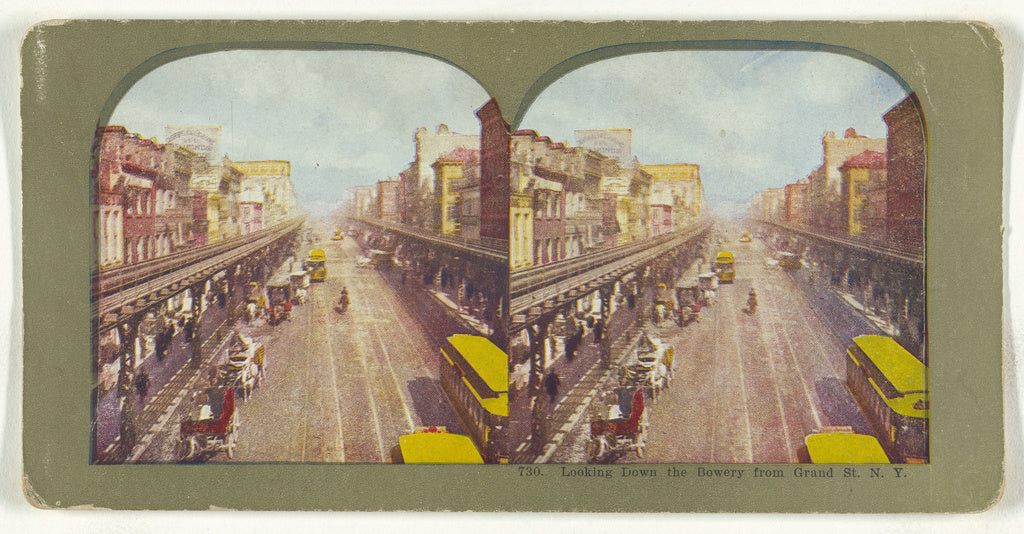 Unknown maker, American:Looking Down the Bowery From Grand S, Poster Print Wall Art