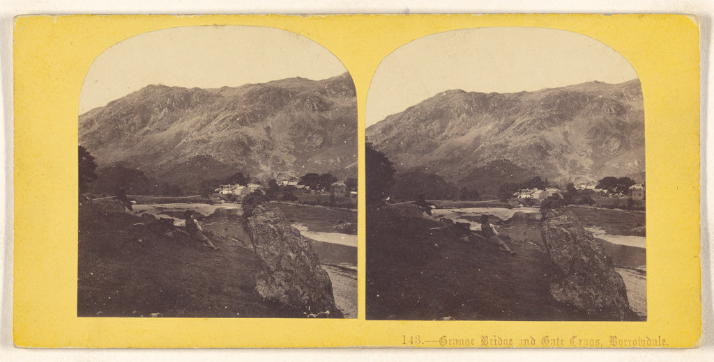 Unknown maker, British:Grange Bridge and Gate Crags, Borrowd, Poster Print Wall Art