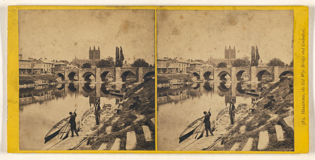Unknown maker, British:Hereford, the Old Wye Bridge and Cath, Poster Print Wall Art