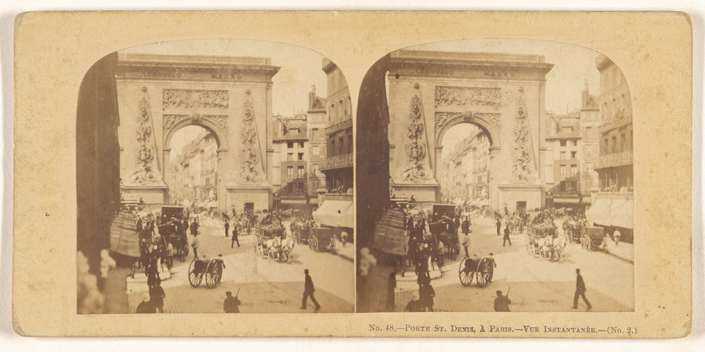 Unknown maker, French:Porte St. Denis, a Paris. - Vue Instan, Poster Print Wall Art