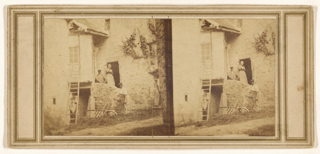 Unknown maker, French:[Group of people posed in front of Fre, Poster Print Wall Art