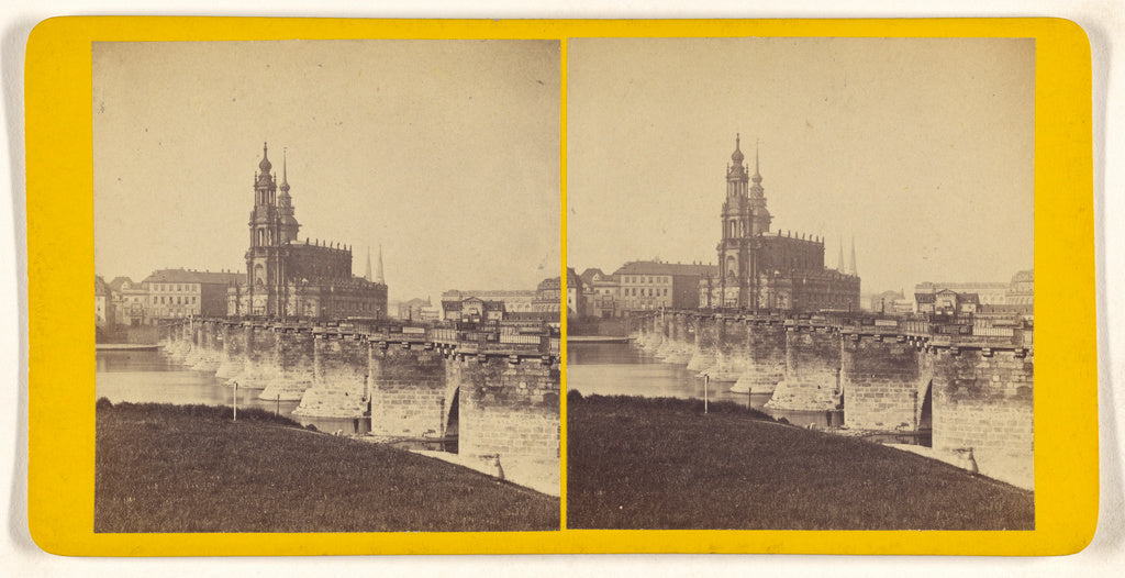 Unknown maker, German:[Old bridge & Catholic Hof-Birche. Dre, Poster Print Wall Art