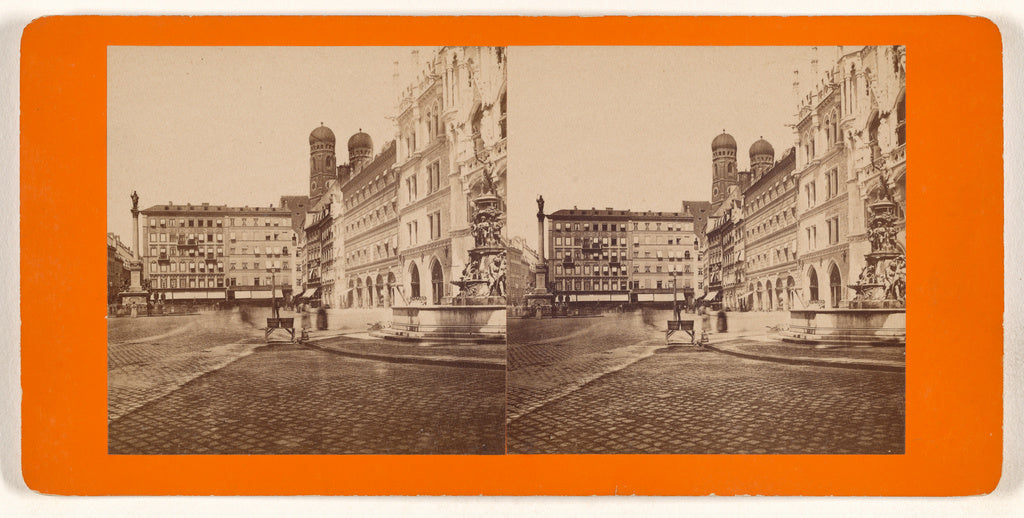 Unknown maker, German:Munchen. Der Marienplatz gegen Westen., Poster Print Wall Art