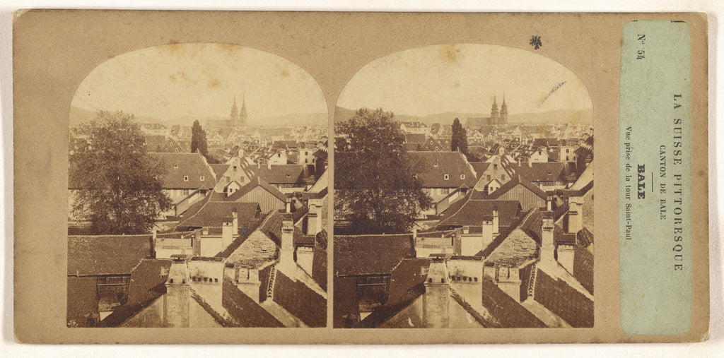 Unknown:La Suisse Pittoresque. Canton de Bale. Bale. Vue pri, Poster Print Wall Art