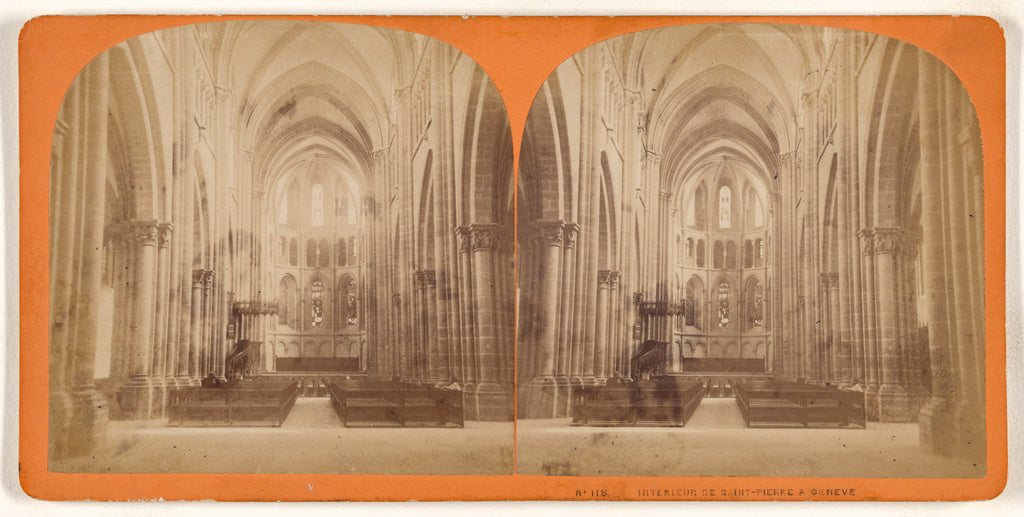 Unknown:Interieur de Saint-Pierre a Geneve, Poster Print Wall Art