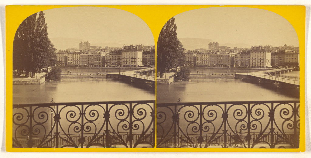 Unknown:Pont des Bergues a Geneve, Poster Print Wall Art