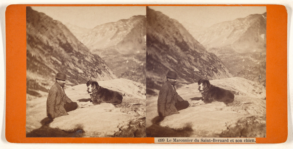 Unknown:Le Maronnier du Saint-Bernard et son chien., Poster Print Wall Art