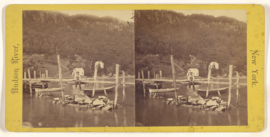 Unknown:Ferry Dock and Front View of Palisades. Hudson River, Poster Print Wall Art