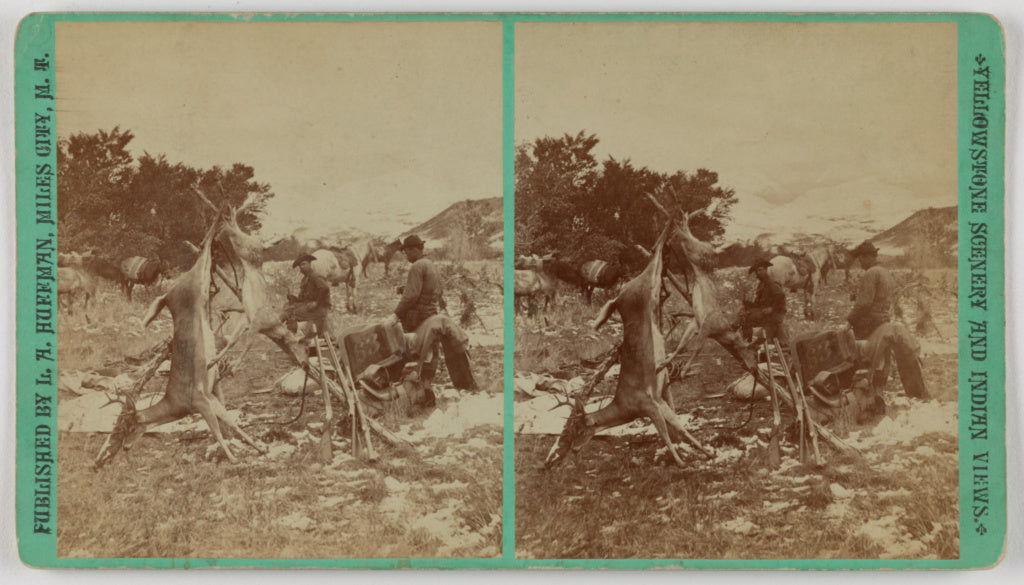 Laton Alton Huffman:[30 days hunt in the Big Horn "Deer camp, Poster Print Wall Art
