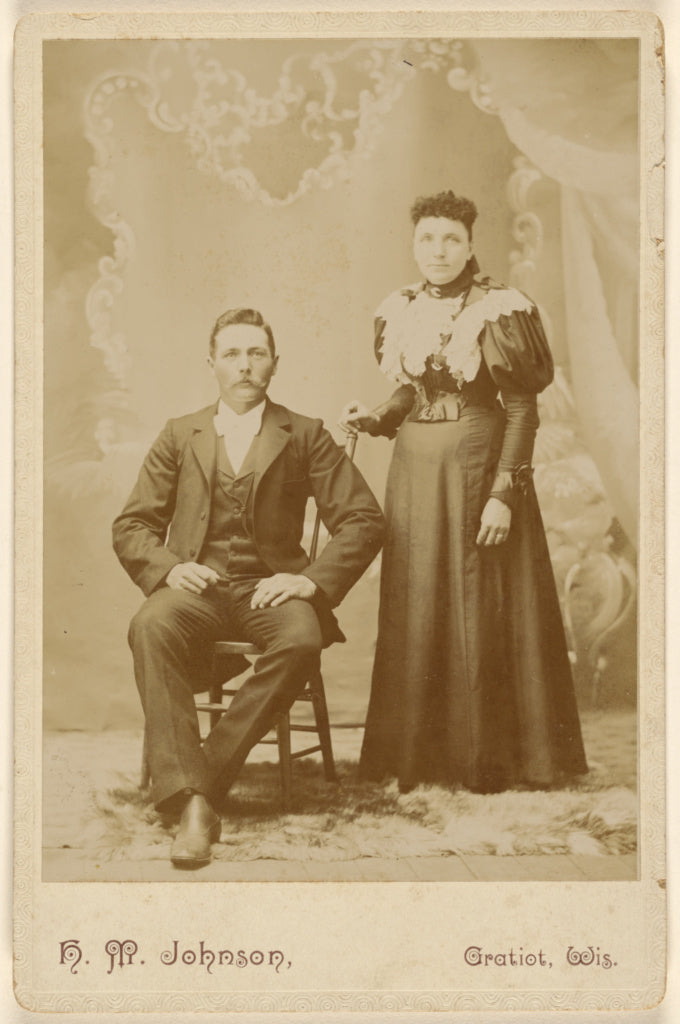 H.M. Johnson:[Unidentified couple: man with moustache seated, Poster Print Wall Art