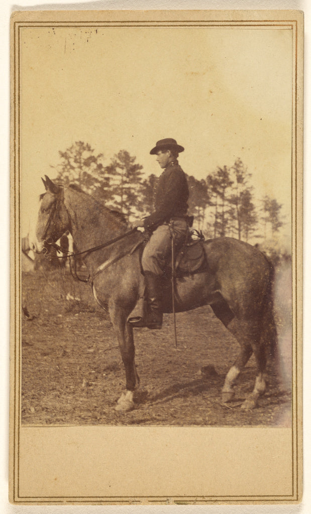 Alexander Gardner:[Man wearing a hat, in profile, on horseba, Poster Print Wall Art