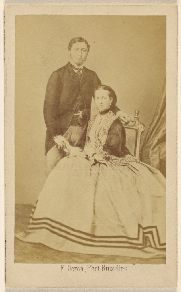 F. Deron:[Unidentified couple: man standing and woman seated, Poster Print Wall Art