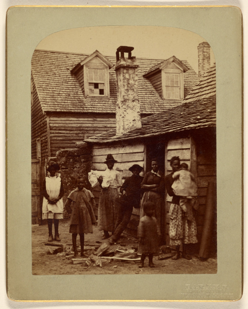 George Barker:[Black family grouping of eight posed at house, Poster Print Wall Art