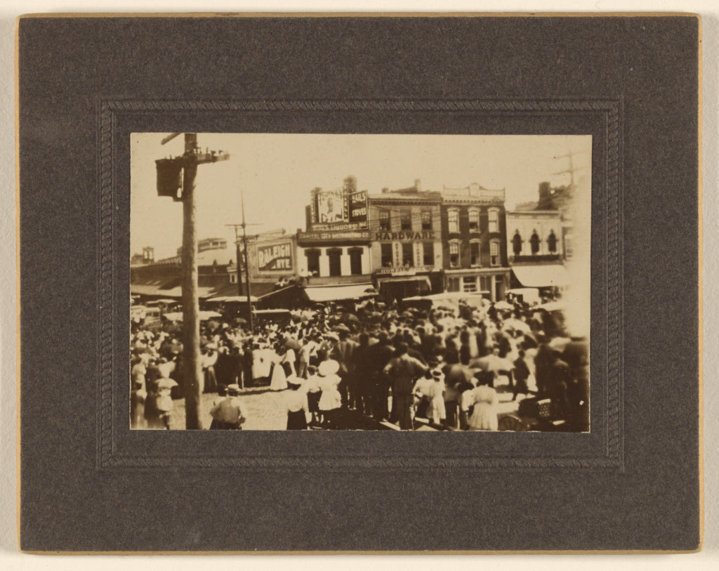 Unknown maker, American:[Street scene with a large crowd, lo, Poster Print Wall Art