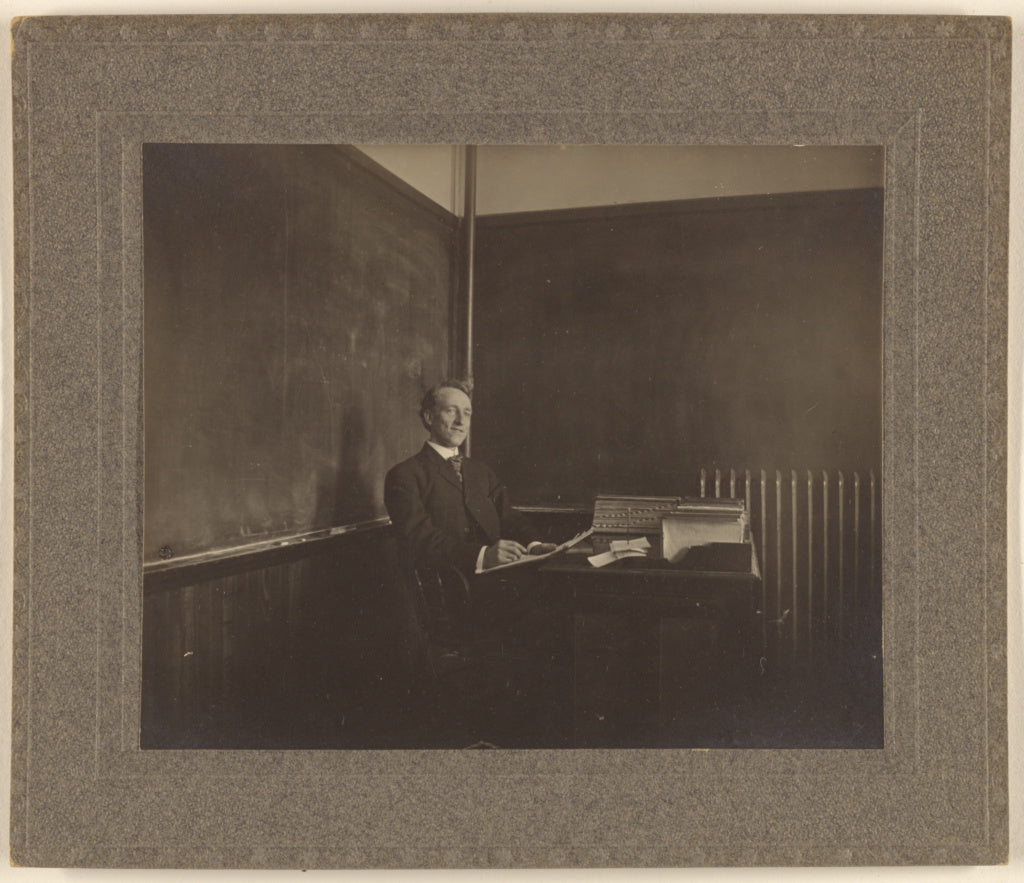 Unknown maker, American:[Portrait of a male teacher seated a, Poster Print Wall Art