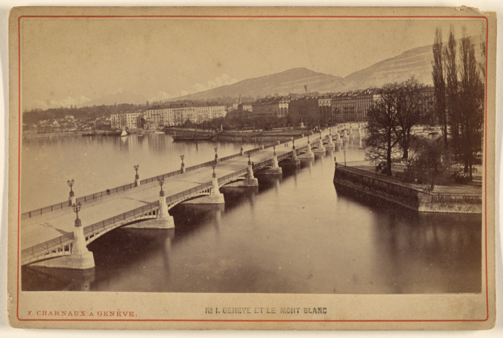 Florentin Charnaux:Geneve et le Mont Blanc, Poster Print Wall Art