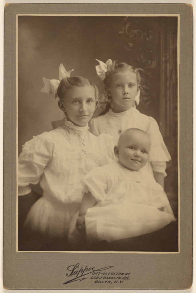 Sappoe:[Three children: two girls standing, baby in foregrou, Poster Print Wall Art