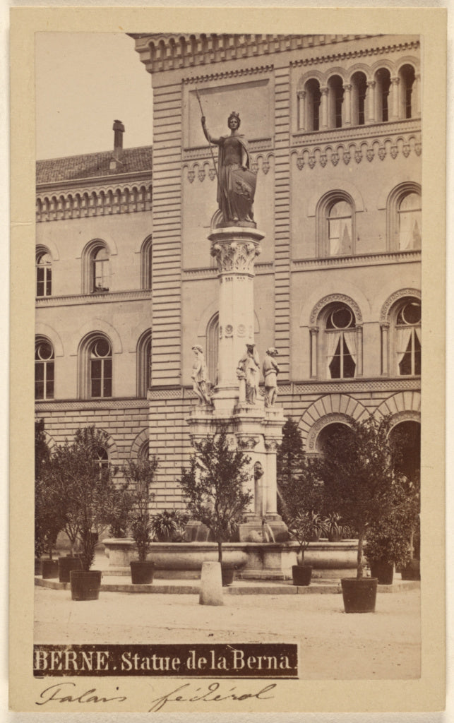 M. Vollenweider:Berne. Statue de la Berna. Palais federal., Poster Print Wall Art