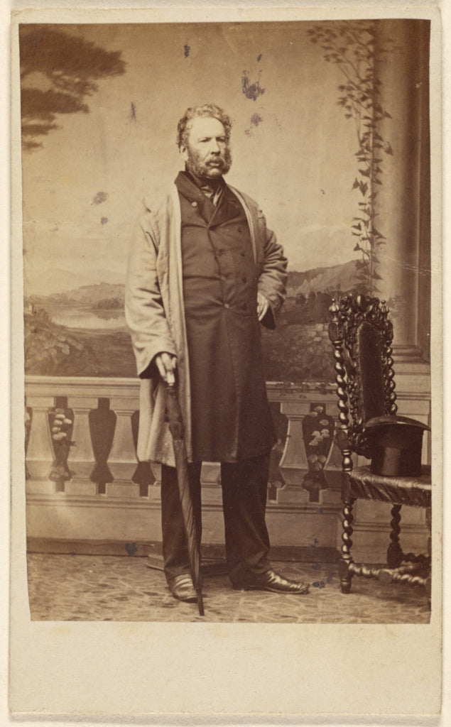 John Urie:[Unidentified bearded man, holding an umbrella, st, Poster Print Wall Art