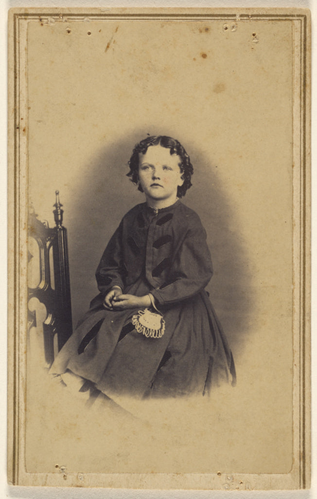 Clark Otis:[Unidentified little girl kneeling in a chair, pr, Poster Print Wall Art
