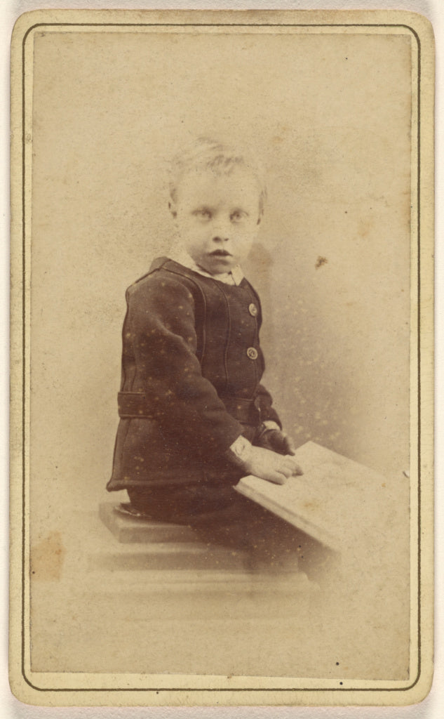 John McKean:[Unidentified little boy seated with an open boo, Poster Print Wall Art