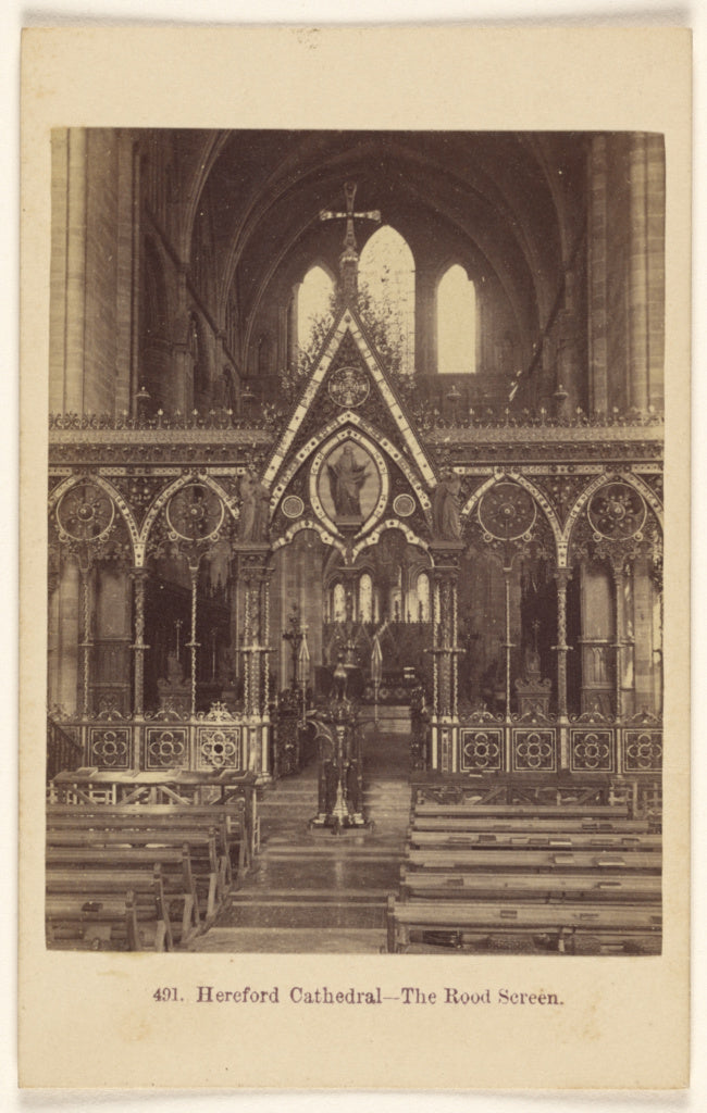 Francis Bedford:Hereford Cathedral - The Road Screen., Poster Print Wall Art