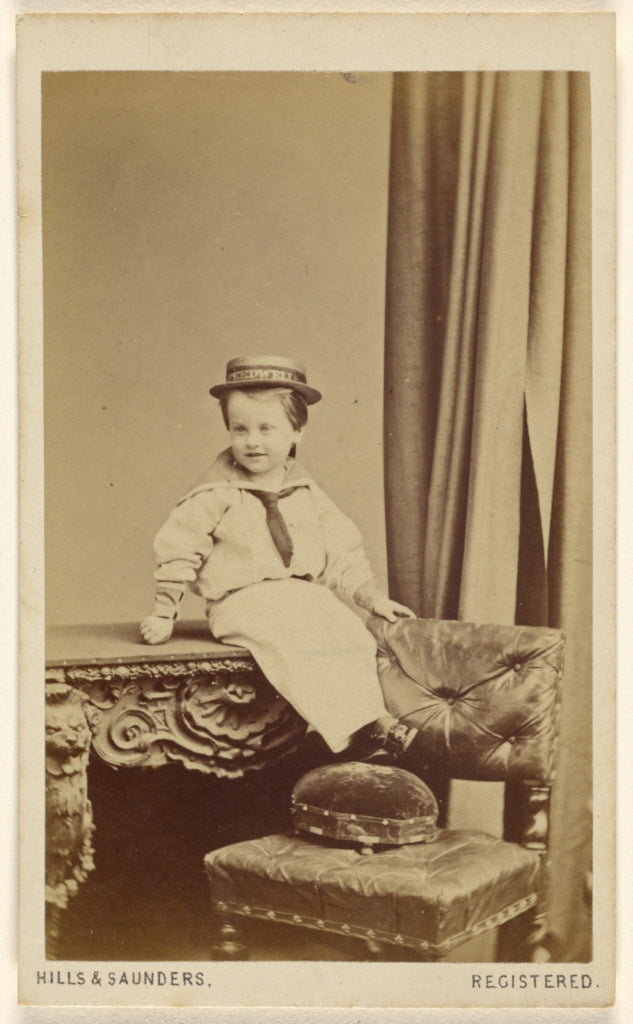 Hills & Saunders:[Unidentified little boy seated on a table,, Poster Print Wall Art