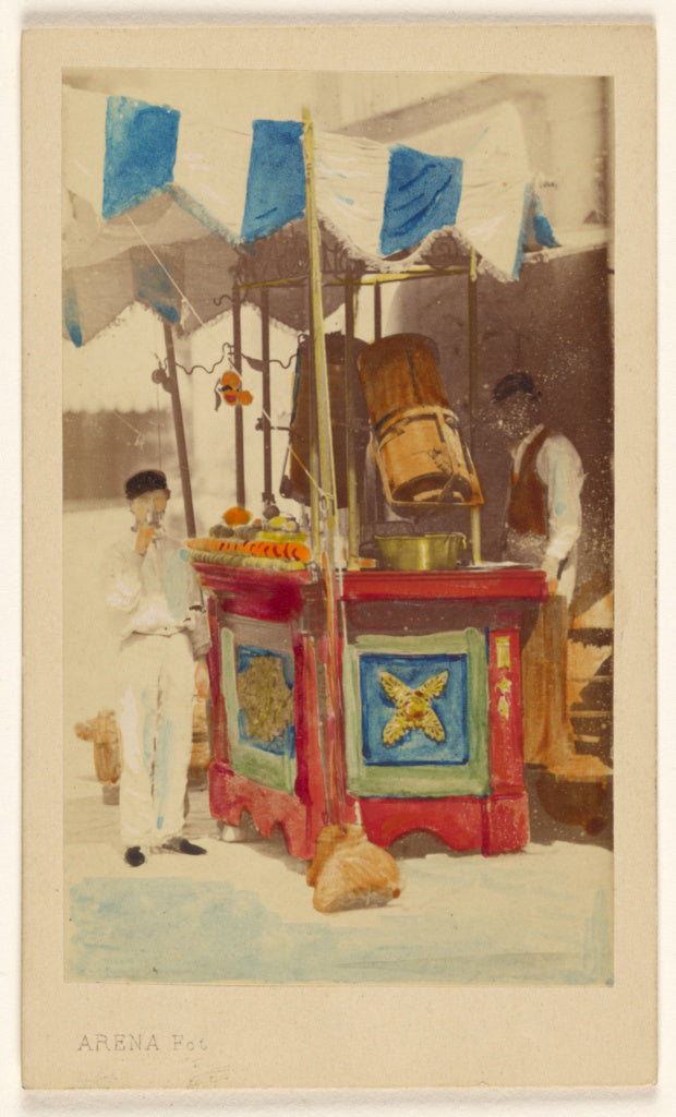 Giacomo Arena:[Juice seller at cart with customer imbibing, , Poster Print Wall Art
