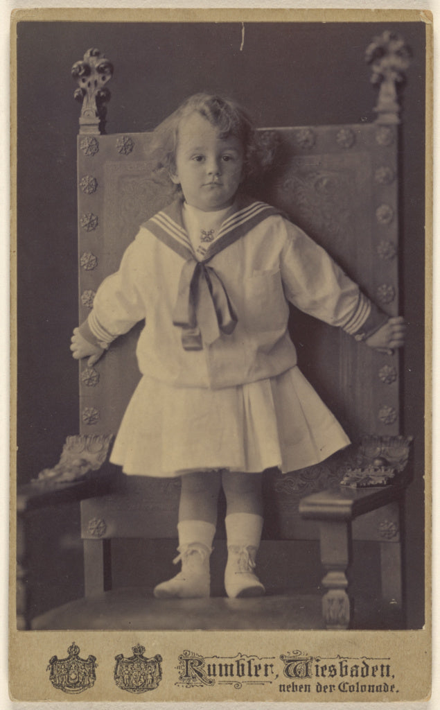 Rumbler:[Unidentified little girl standing in an ornate chai, Poster Print Wall Art