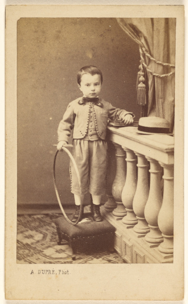 A. Dupré:[Unidentified little boy standing on an ottoman, h, Poster Print Wall Art