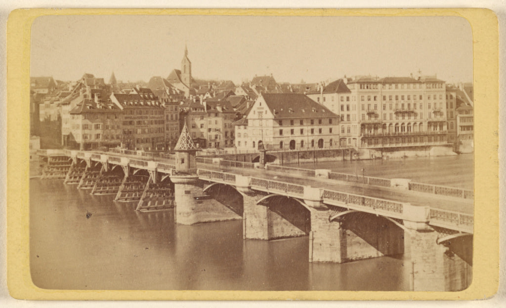Varady & Company:Die Rheinbrucke mit Hotel 3 Konig, Poster Print Wall Art