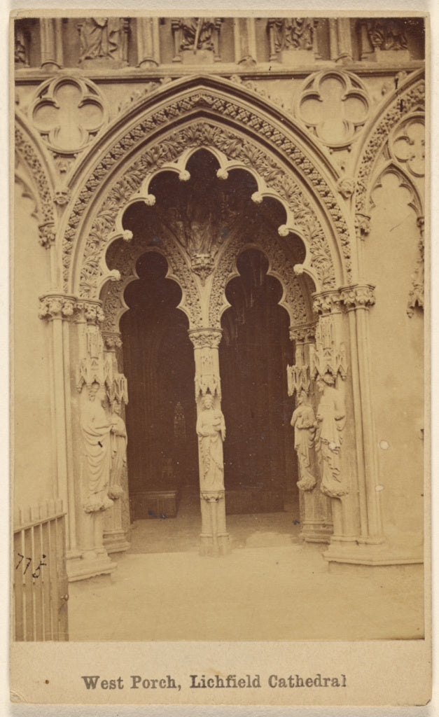 Unknown maker, British:West Porch, Lichfield Cathedral/Lichf, Poster Print Wall Art