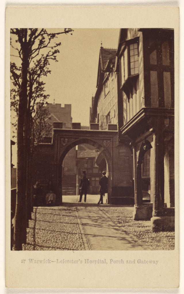 Francis Bedford:Warwick - Leicester's Hospital, Porch and Ga, Poster Print Wall Art