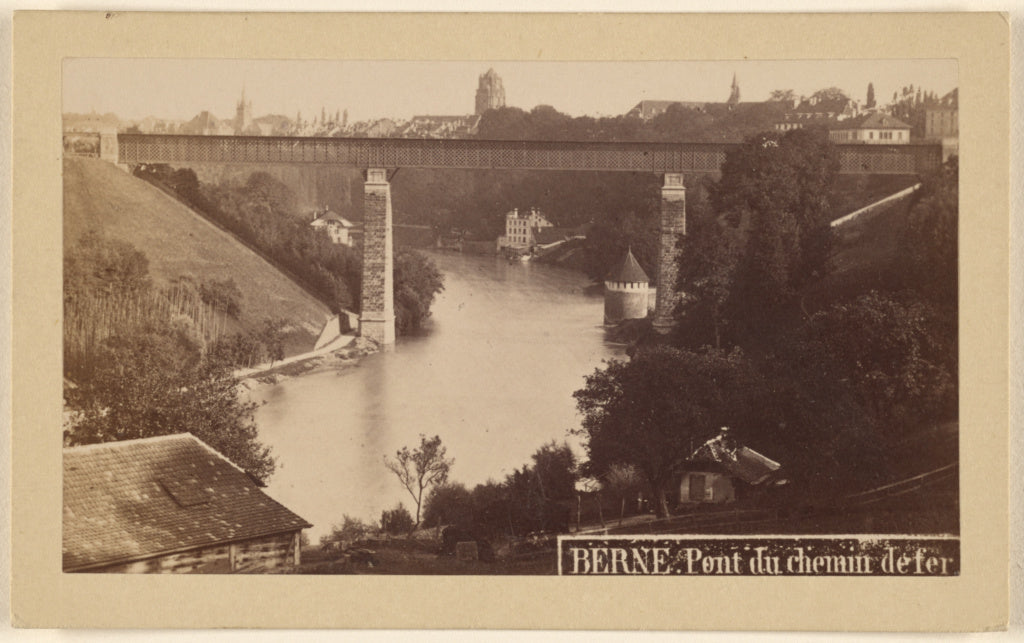 M. Vollenweider:Berne. Pont du chemin defer., Poster Print Wall Art