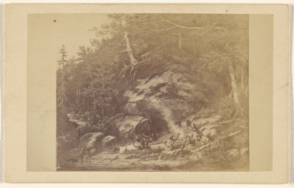 William Notman:[Painting of men at a wildnerness campsite wi, Poster Print Wall Art