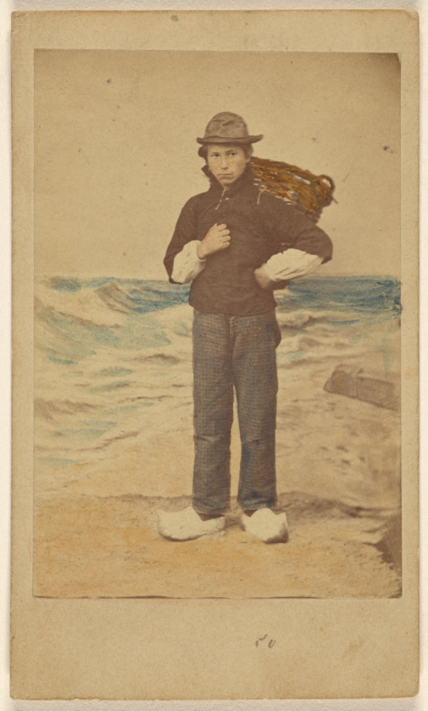 Willem Frederik Vinkenbos:[Dutch boy in front of painted sea, Poster Print Wall Art