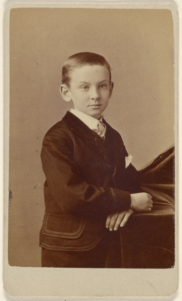 Alva Pearsall:[Unidentified little boy standing, leaning on , Poster Print Wall Art