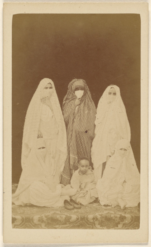 Claude-Joseph Portier:[Three Algerian women wearing veils st, Poster Print Wall Art
