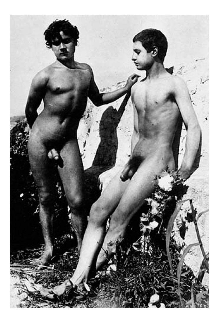 1 sitting 1 standing male nude, historic photo by Wilhelm von Gloeden, 16x12"(A3) Poster