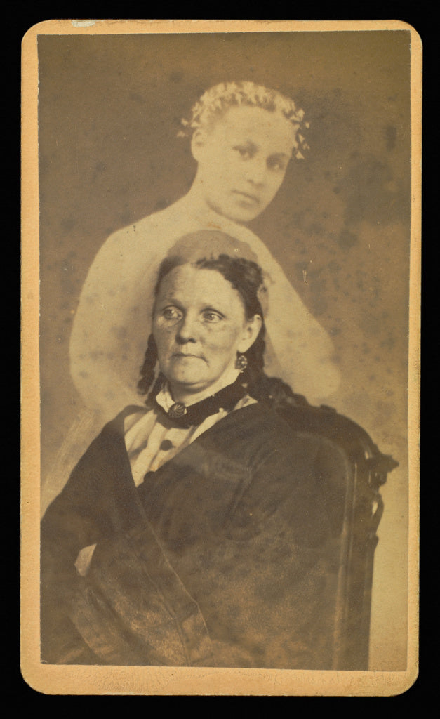 William H. Mumler:[Unidentified woman seated with a female ", Poster Print Wall Art