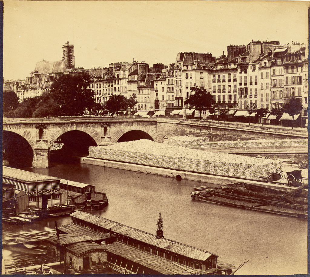 Charles Nègre:[Le Pont Marie, et les quais des Celestins, v, Poster Print Wall Art