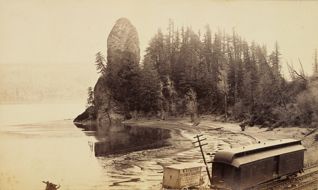 Carleton Watkins:Rooster Rock, Columbia River, Poster Print Wall Art