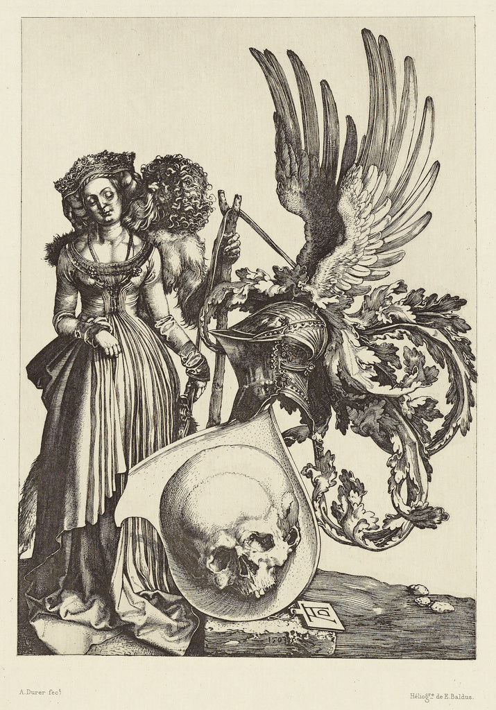 edouard Baldus:[Coat of Arms with a Skull by Albrecht Dürer, Poster Print Wall Art