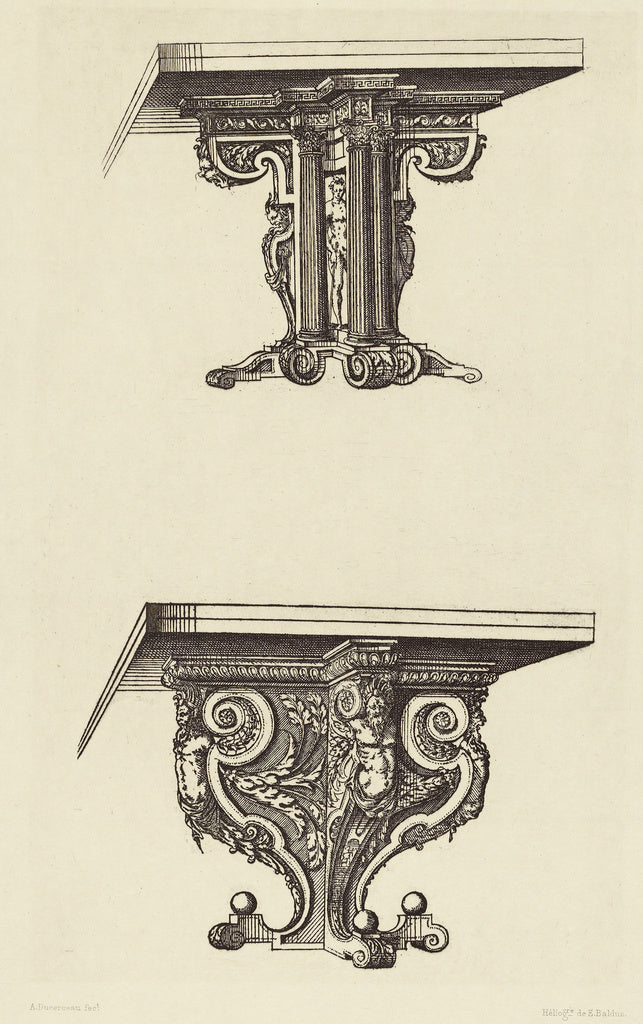 edouard Baldus:[Design for Table Supports by Androuet du Cer, Poster Print Wall Art