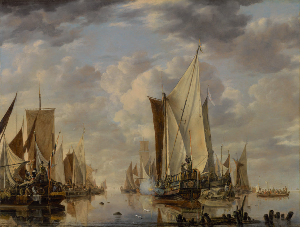 Jan van de Cappelle:Shipping in a Calm at Flushing with a St, Poster Print Wall Art