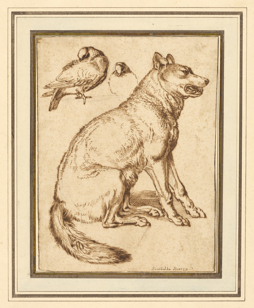 Sinibaldo Scorza:A Wolf and Two Doves, Poster Print Wall Art